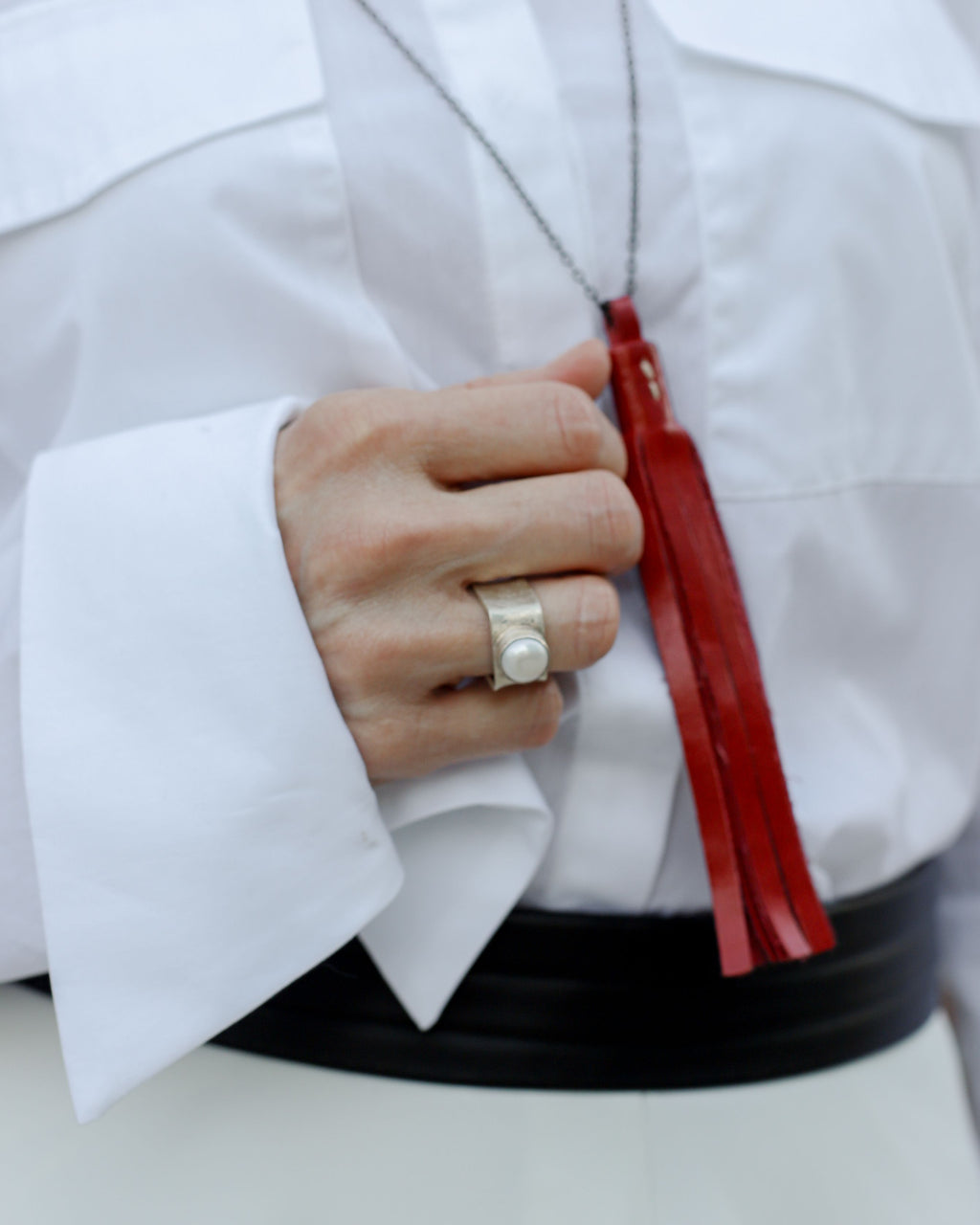 Square Silver Pearl Ring | by Balaam Jewelry