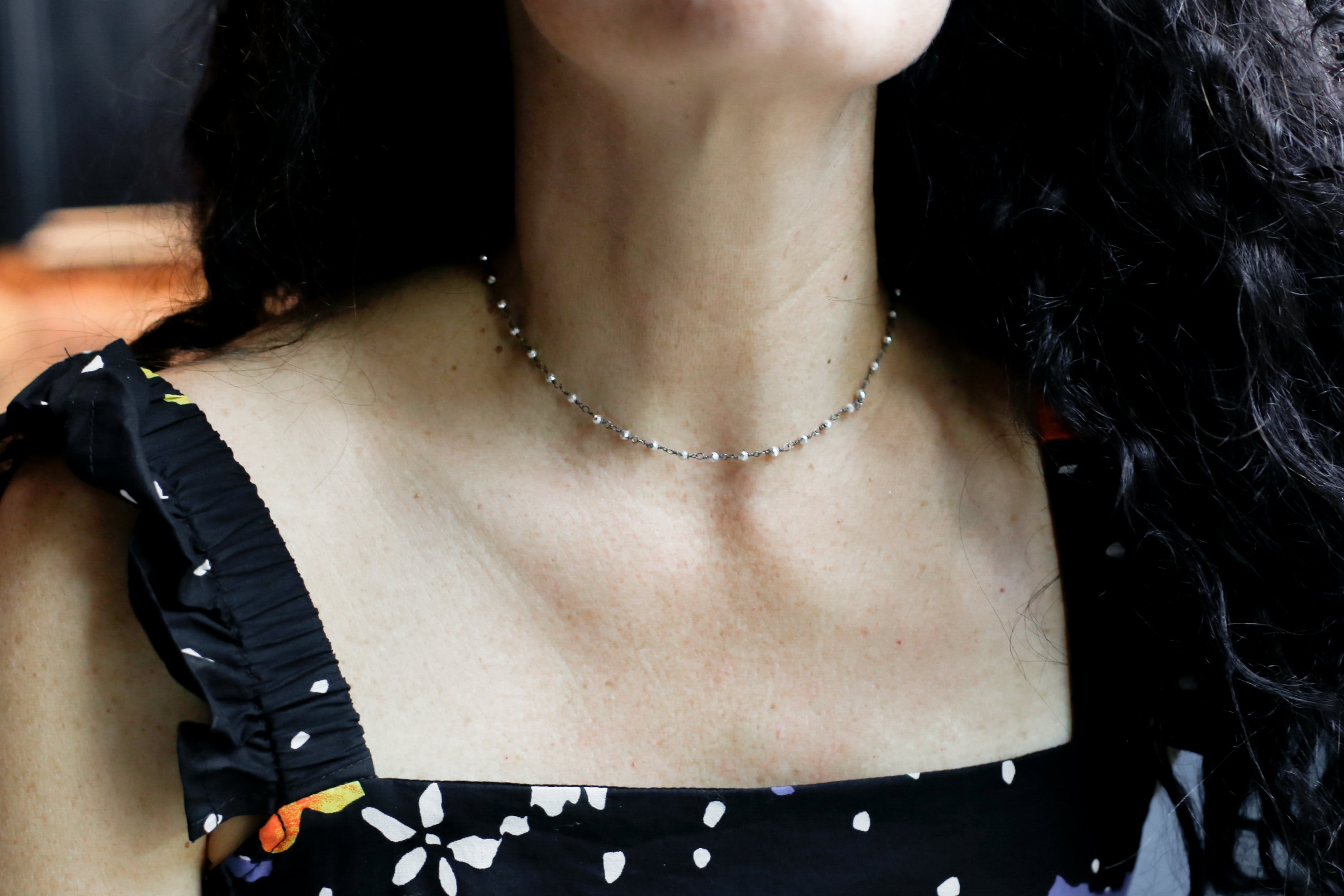 Silver Pyrite Rosary Chain Princess Necklace | by Embrazio