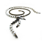 BRONZE AND BAROQUE PEARL OPERA NECKLACE OR DOUBLE-WRAP CHOKER WITH CASCADING PEARL TASSEL | by Embrazio