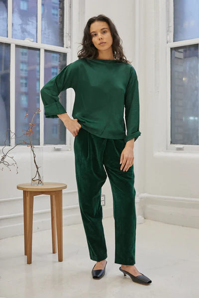 Victoria Velvet Pants | Emerald Green